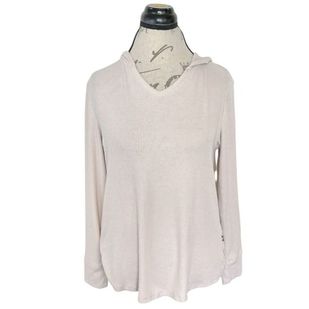 Eddie Bauer Womens Shirt Top Small  Ribbed Knit Hooded Sleepwear Loungewear